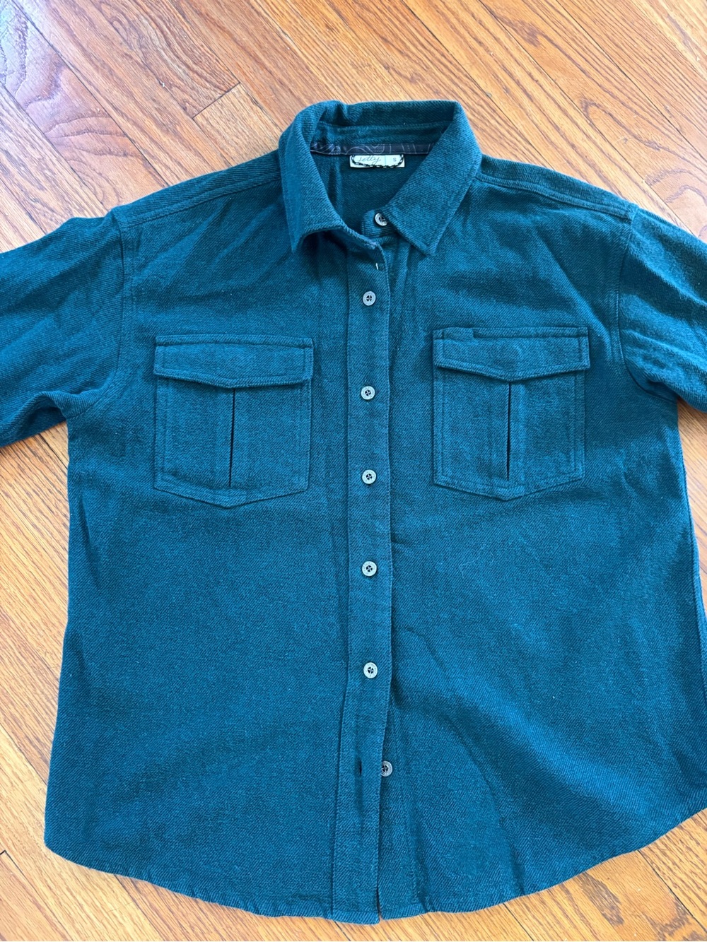 Jetty Women’s Teal Button-Down flannel Shirt with Chest Pockets S